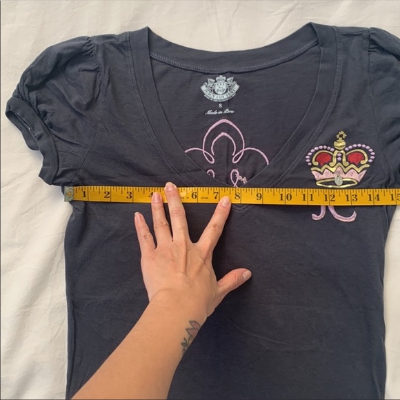 Juicy Couture charcoal grey t-shirt, size S, design chest/back, puffy shoulder - Picture 8 of 10